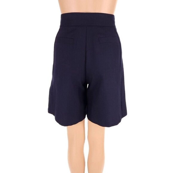 Ottod'ame Pleated Wool Blend Shorts Size 2 Blue NWT - Picture 6 of 12